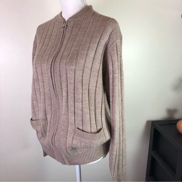 Weatherproof women’s full zip long sleeve ribbed sweater pockets Sz M gray - Picture 2 of 10